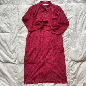 Vintage floral button front maxi dress balloon sleeve womens 14  cottagecore